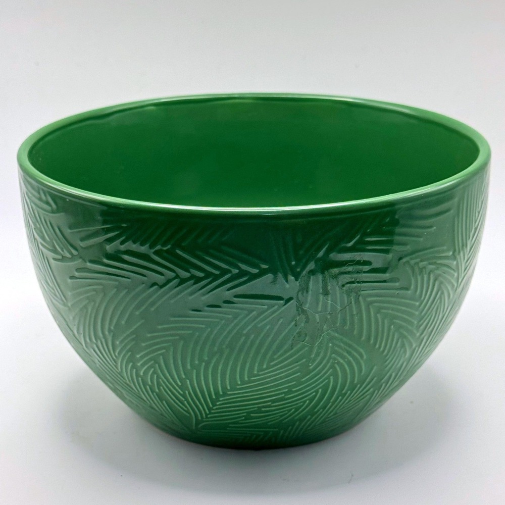 DesignPac Bowl 6in Wide Green Embossed Palm Leaf Microwave Safe